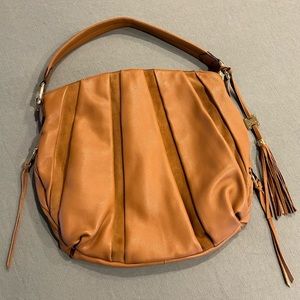 Aimee Kestenberg Leather & Suede Brown Hobo Shoulder Bag